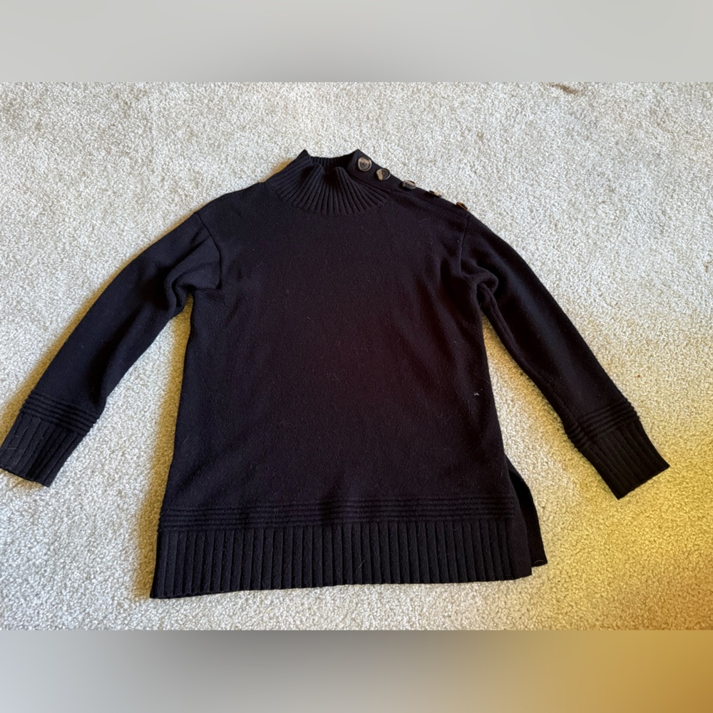 Anthropologie Black Women's Button-Shoulder Knit Sweater